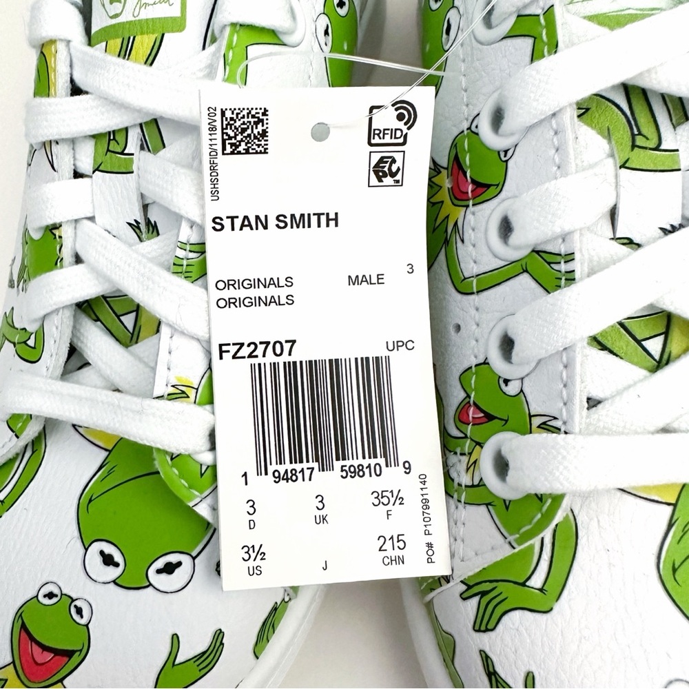 Adidas Stan Smith Disney Muppets Kermit the Frog Sneaker Kids Size 3.5 Shoes - Picture 2 of 11